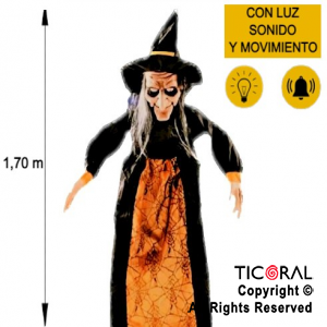 MU?ECA BRUJA NARANJA Y NEGRA CON LUZ MOVIMIENTO Y SONIDO 123 CM HALLOWEEN X 1